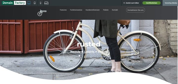 Die Startseite der trusted Testwebsite im DomainFactory Homepage-Baukasten