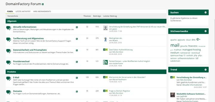 Im DomainFactory-Forum tauschen Sie sich mit dem Support-Team und anderen Nutzern aus