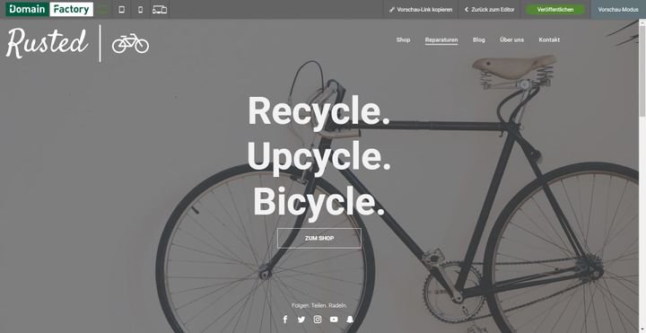 Rusted hat sich für eine dunkle Vorlage mit großen Bildflächen entschieden