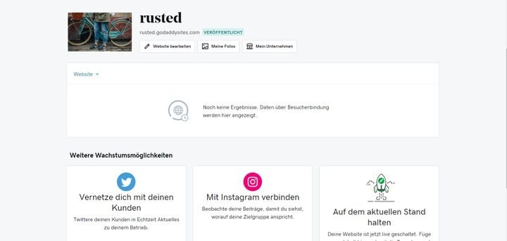 Im Dashboard verwalten Sie Ihre Pages und fügen Produkte für Ihren Shop oder Beiträge für Ihren Blog hinzu