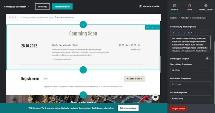 Der Look der Bereiche lässt sich nur bedingt anpassen