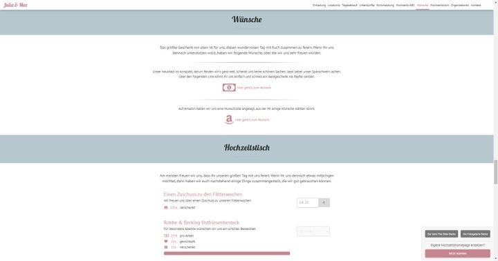 Teilen Sie Ihren Gästen mit, was Sie sich zur Hochzeit wünschen