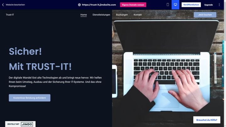 Bei Jimdo habe ich mich für den dunklen Design-Vorschlag entschieden