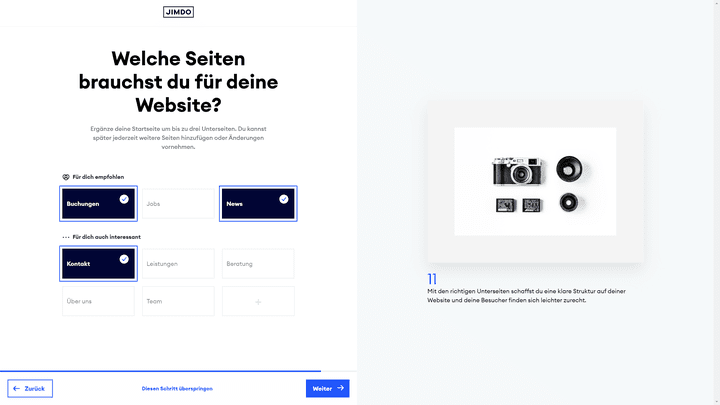 Leider durfte ich bei der Erstellung nur drei zusätzliche Seiten zu meiner Page hinzufügen