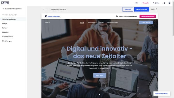 Der erste Designentwurf gefiel mir bei Jimdo schon sehr gut