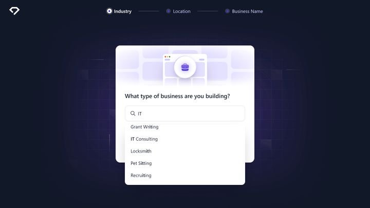 Auch bei Durable gibst du die Art deiner Website an, um passende Designs zu erhalten