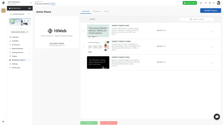 10Web kommt mit zwei Backends. Dem von 10Web…