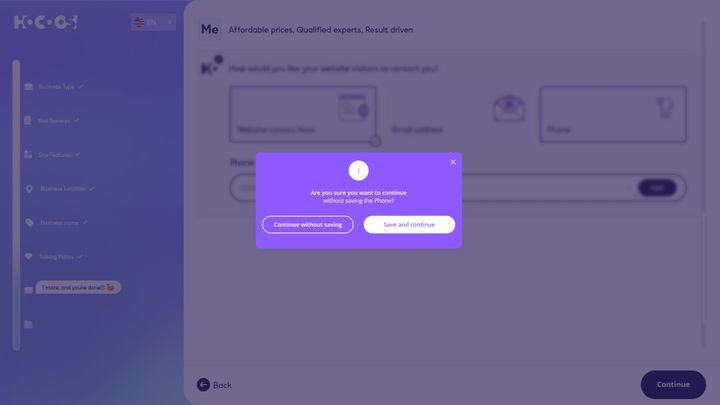 Hocoos lässt dich neben dem Webformular nur eine Telefonnummer oder eine Mail-Adresse angeben