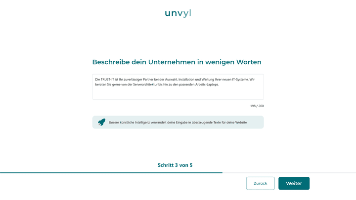 Bei Paceways kommst du in fünf einfachen Schritten zu deiner Website