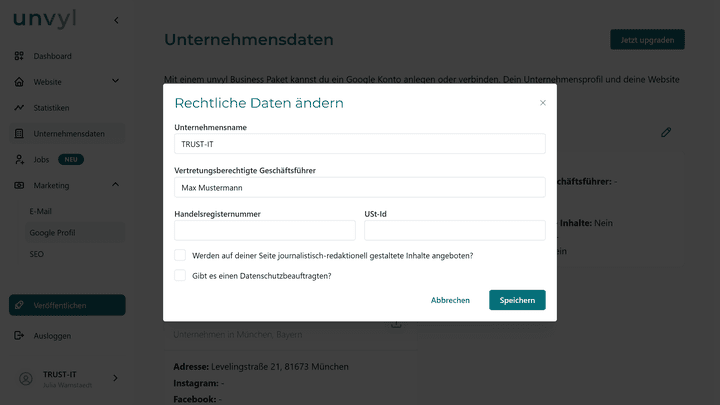Mit nur wenigen Klicks zur rechtskonformen Website