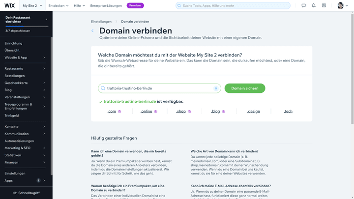Checke über deinen Baukasten-Anbieter, ob deine Wunschdomain noch frei ist