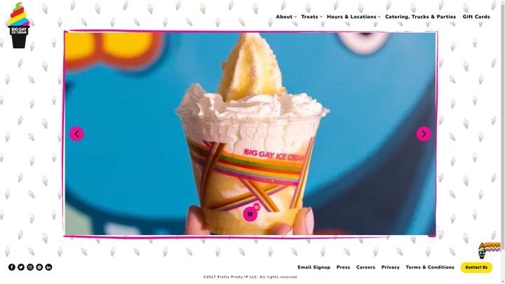 Big Gay Ice Cream aus New York überzeugen mit einer coolen Slideshow, einem deutlich platzierten Logo und einem verspielten Design