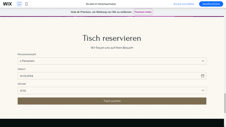 Baue eine Reservierungsfunktion in die Restaurant-Website ein