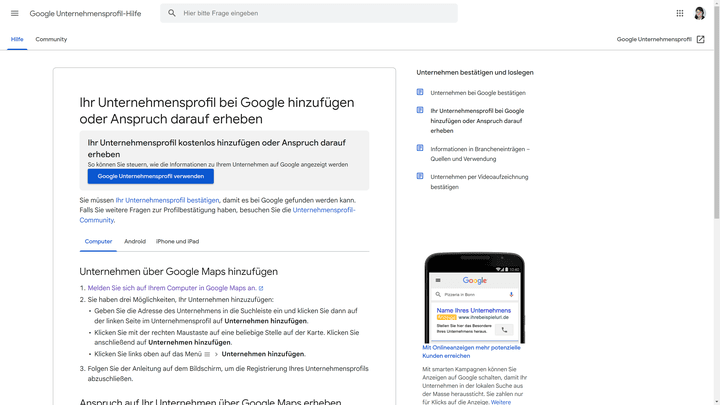 Melde dein Restaurant unter Google MyBusiness an