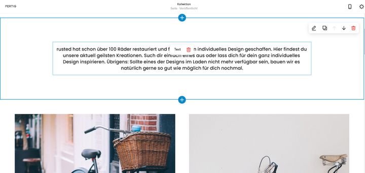 Im Squarespace-Editor fügen Sie neue Abschnitte und Elemente an horizontalen Ankerlinien hinzu