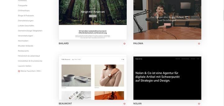 Die Vorlagen bei Squarespace sind schick und modern, ähneln sich teilweise aber stark in ihrem Layout