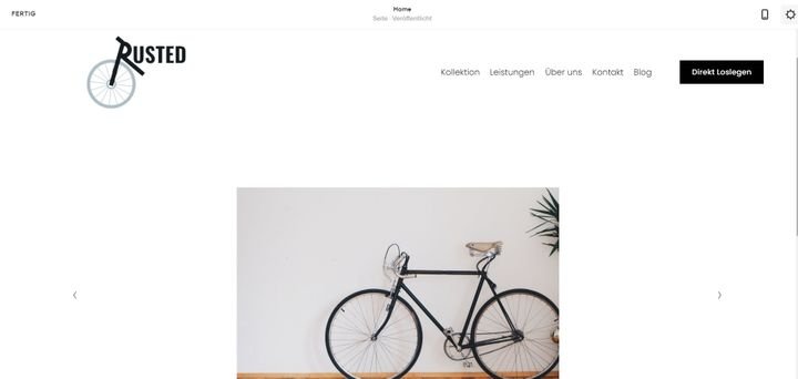 Die Startseite der trusted Test-Website bei Squarespace