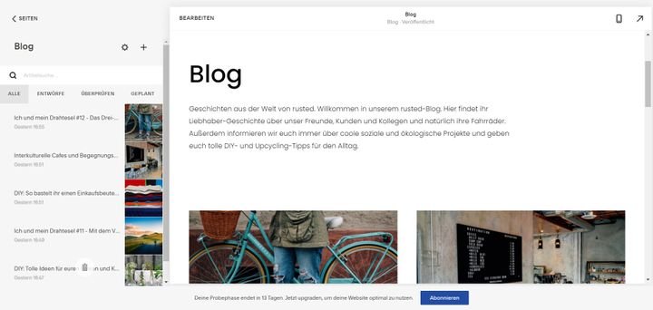 Ihren Blog können Sie bei Squarespace nicht so komfortabel managen, wie bei vielen Konkurrenten