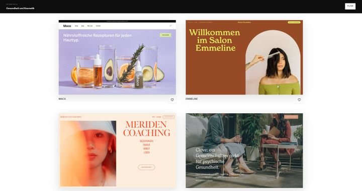 Die Vorlagen von Squarespace sind modern und abwechslungsreich gestaltet