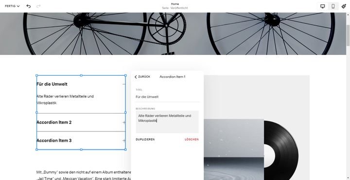 Schaffen Sie mit Elementen wie dem Akkordeon-Element mehr Übersicht auf Ihrer Website