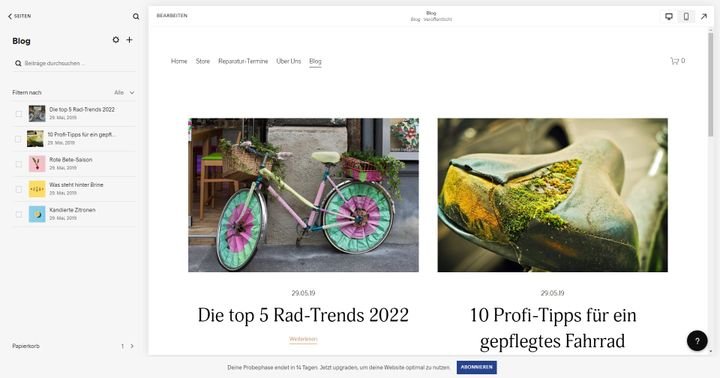 Squarespace bietet Ihnen eine schicke Blog-Funktion