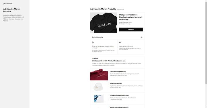 Dank einer Kooperation mit Printful vertreiben Sie auch Ihre eigenen Merch-Artikel via Squarespace