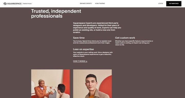 Engagieren Sie über Squarespace einen Profi, der Sie bei der Erstellung Ihrer Website tatkräftig unterstützt