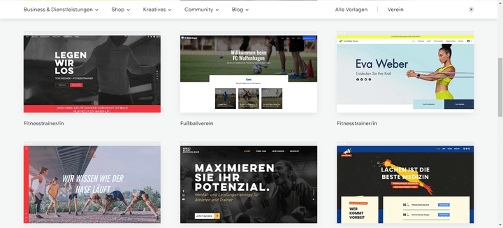 Wenn du beim Homepage-Baukasten von Wix nach Templates für “Vereine” suchst, bekommst du eine große Auswahl