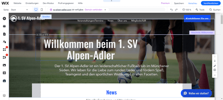 So könnte die Bearbeitung deiner Startseite in einem Homepage-Baukasten aussehen