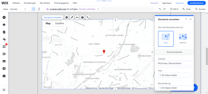 Damit Besucher:innen mich auch in der realen Welt finden, gibt es noch einen Kartenausschnitt aus Google Maps mit unserer Adresse