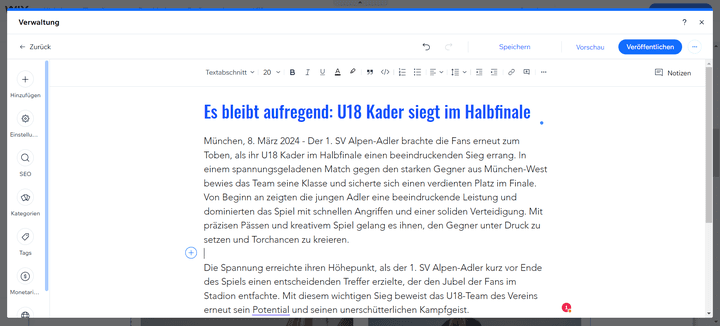 Aktuelle News lassen sich zum Beispiel als Blog pflegen und wie Nachrichtenartikel aufbauen
