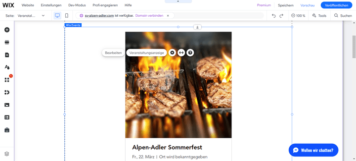 Auch für Veranstaltungen und Events gibt es meist eine passende Vorlage im Homepage-Baukasten