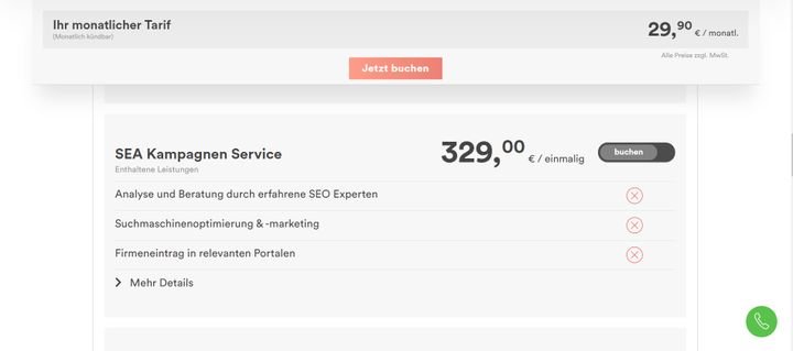 Den SEA Kampagnen-Service von web4business gibt es für einmalig 329 Euro