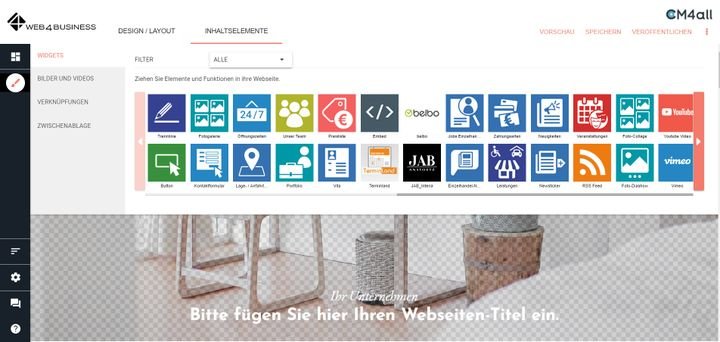 web4business wartet mit einer ganzen Reihe von nützlichen Widgets und Apps für Ihre Page auf