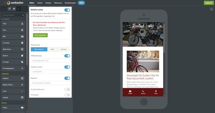 Die mobile Leiste ist eine praktische Ergänzung Ihrer Mobile-Funktionen
