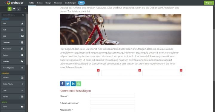 Mit Webador erstellen Sie abwechslungsreich gestaltete Blog-Beiträge