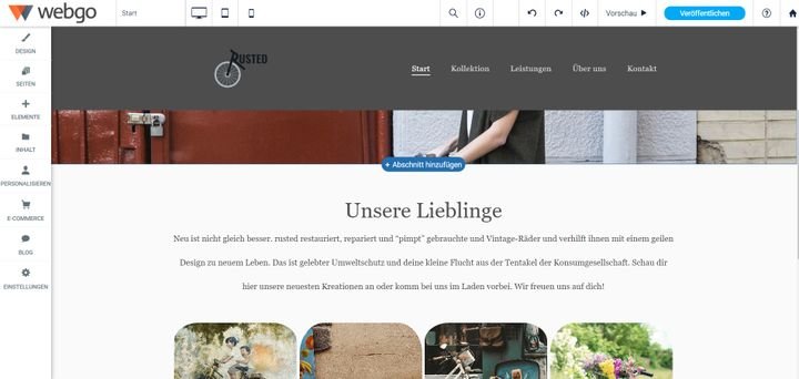 Der webgo-Editor ist übersichtlich und dank Drag-and-Drop intuitiv bedienbar