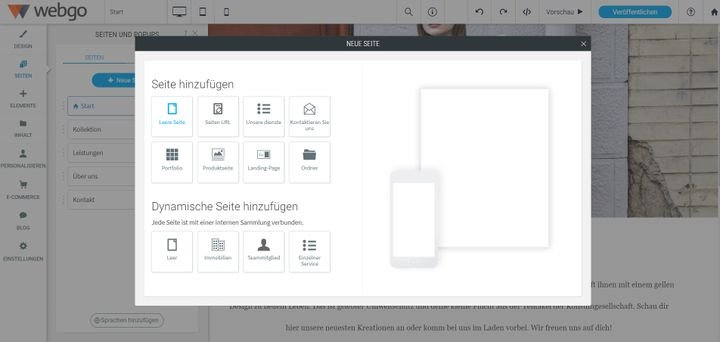 Mit dem webgo Homepage-Baukasten gestalten Sie Ihre Seite ganz individuell nach Ihren Wünschen