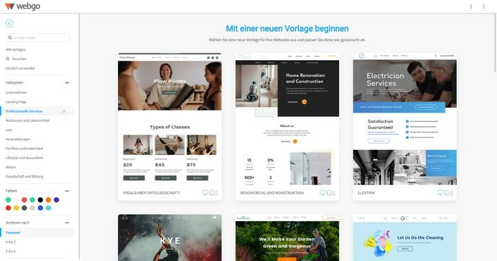 Ein Wechsel Ihrer Vorlage ist jederzeit möglich