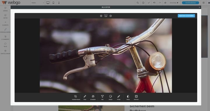 Mit der Bildbearbeitung passen Sie Fotos direkt in Ihrem Editor an
