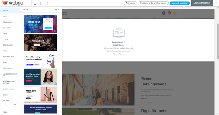 Mit den Abschnitten strukturieren Sie Ihre Website und brauchen weniger Zeit für die Erstellung
