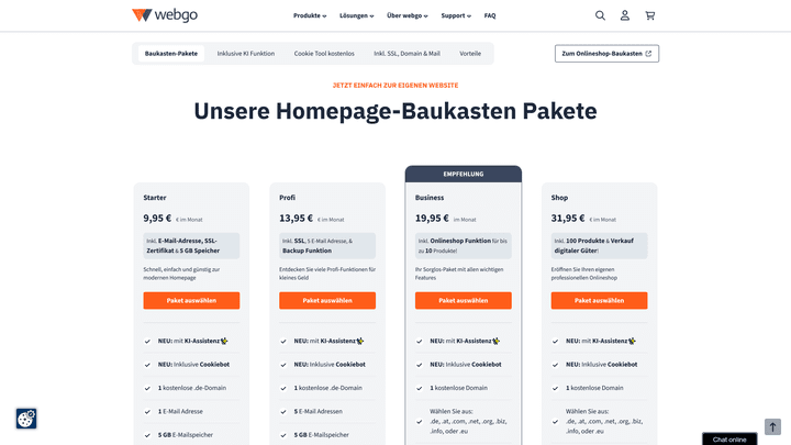 Die Preise von webgo