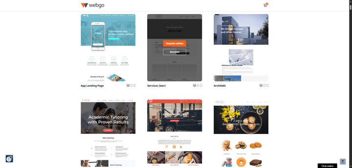 webgo hat eine beachtliche Auswahl an Templates für Sie im Gepäck