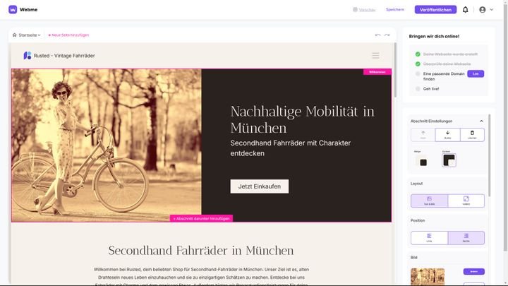 Kombiniere verschiedene Abschnitte und passe sie nach deinen Vorstellungen an