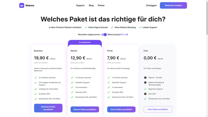 Die Preise von Webme