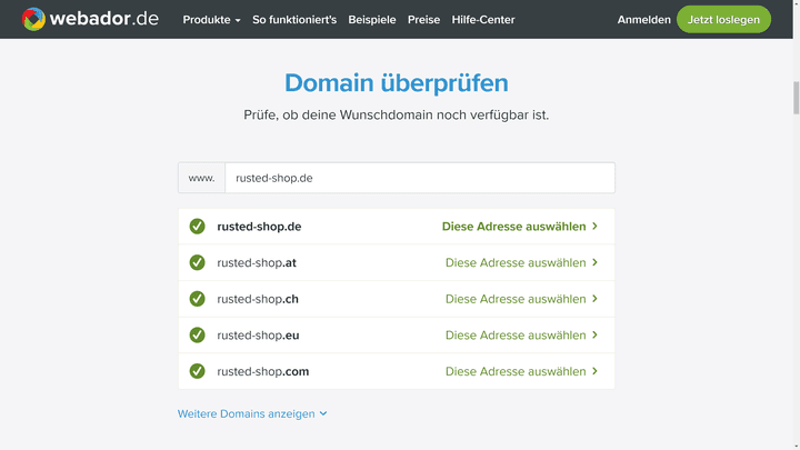 Überprüfen Sie bei Anbietern und Registraren, ob Ihre Wunschdomain noch zu haben ist