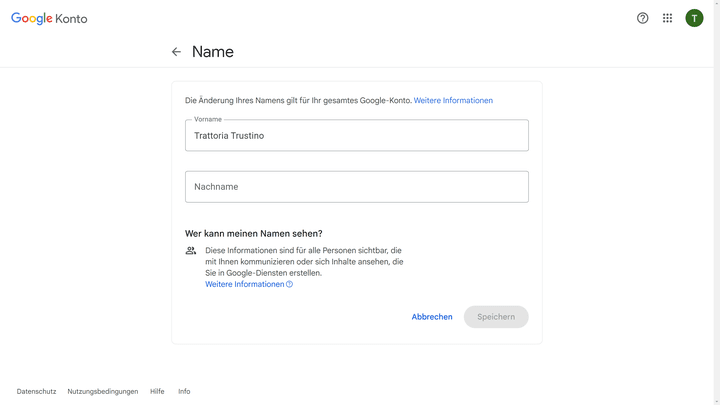 Einige Informationen können auch später noch abgeändert werden