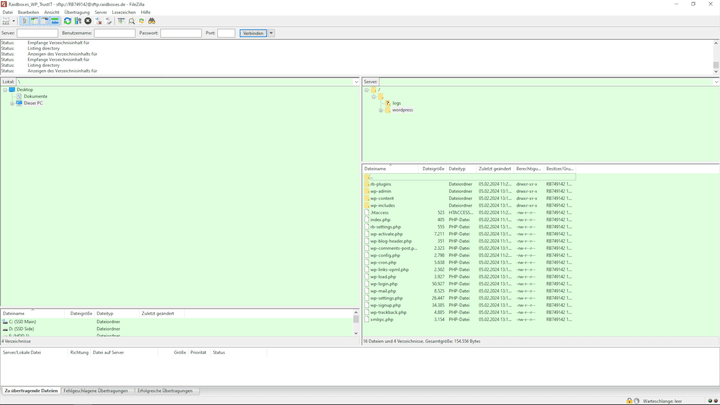 Suche nach dem Hauptverzeichnis deiner Website auf dem Server