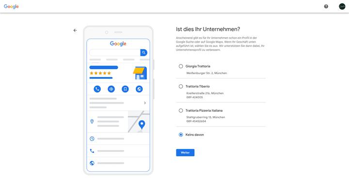 Es gibt schon ein Profil? Dann wähle es hier aus, um Dopplungen zu vermeiden