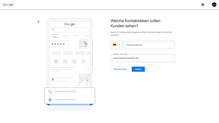 Weiter geht es mit den Kontaktmöglichkeiten in deinem Profil
